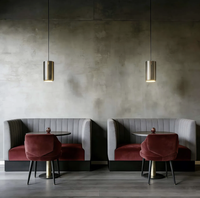 Ensemble de meubles commerciaux modernes et durables en tissu pour café, hôtel, restaurant : banquette demi-courbe, table et chaises