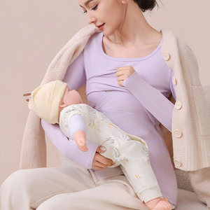 Ropa <span class=keywords><strong>de</strong></span> Otoño para Mujeres Embarazadas, Top <span class=keywords><strong>de</strong></span> Algodón Puro, Ropa <span class=keywords><strong>de</strong></span> <span class=keywords><strong>Lactancia</strong></span> Posparto, <span class=keywords><strong>Pijamas</strong></span> <span class=keywords><strong>de</strong></span> <span class=keywords><strong>Invierno</strong></span> para <span class=keywords><strong>Lactancia</strong></span>, Ropa Interior Cálida <span class=keywords><strong>de</strong></span> Talla Grande - Product Image 4