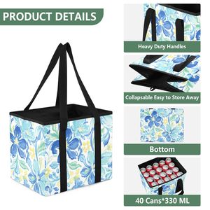 Floral Insulated Shopping <b>Bag</b> <b>Reusable</b> Tote Cooler Grocery Carry <b>Bag</b> for Market Picnic Travel - Product Image 3