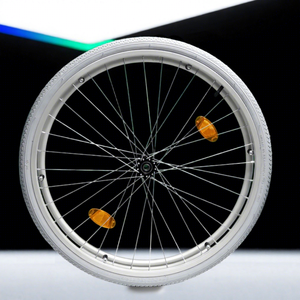 KS Aluminum Alloy Wheelchair <b>Wheel</b> 24 Inch Pneumatic Tire Set Lightweight Grey <b>Spoke</b> Hole 32H - Product Image 2