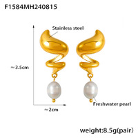 Nouveau 18K Plaqué Or Hiver Boucles D'oreilles En Acier Inoxydable Perle Naturelle Coréenne Haute Qualité OOTD Ampoule Noeud Conception Femmes De Mariage