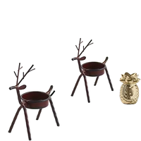 Support de bougie de Noël créatif en fer noir motif cerf européen, taille moyenne, pour décoration intérieure