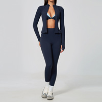 Ensembles de yoga de marque privée, color block, sensation seconde peau, séchage rapide, tenues de sport pour femmes, dos croisé, effet push-up fessier, pour la gym
