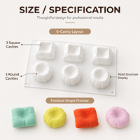 AKOKO Moule en silicone pour dessert français en forme d'oreiller carré et rond pour mousse et pâtisserie