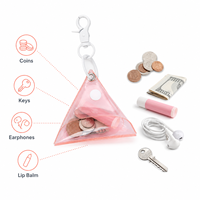 Mini pochette triangulaire transparente en PVC, porte-clés, porte-monnaie, fermoir pivotant, fermeture à pression, pour pièces de monnaie, clés, Kawaii, colorée, cadeau pour filles, vente en gros
