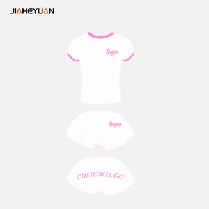 ชุดเสื้อผ้าบูติก2ชิ้นสำหรับผู้หญิงเสื้อยืดแขนสั้นเอวกลางสำหรับฤดูร้อน - Product Image 3