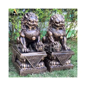 Fu Dog Statue Entrance Brass Lion Figurine Chinese Garden Lion Statue Sculpture For Sale Chinese Bronze Lion