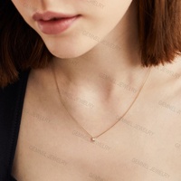 Gemnel Chic Carré Diamant pendentif 925 argent chaîne fine collier en cristal