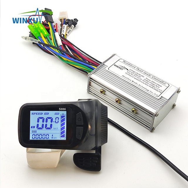 Electric Mountain Bike 350W 15A 24V 36V 48V Brushless Motor Drive Controller S886 LCD Speed Display Kit for Repair Conversion