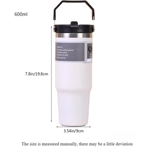 20oz 30oz Stainless Steel Vacuum Insulated Tumbler with Lid Straw Handle Portable Travel Mug for <b>Hot</b> Cold <b>Drinks</b> - Product Image 2