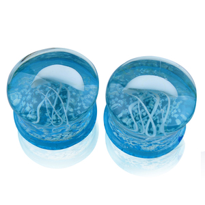 10 pasang/set transparan bercahaya kaca malam ubur-ubur telinga pengukur lubang plug daging perenggang anting-anting untuk pernikahan - Product Image 3