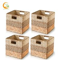 Ecoka Modèle 08 Paniers de rangement pour vêtements en jacinthe d'eau, écologiques, pliables, tressés à la main, multifonctionnels, intégrés