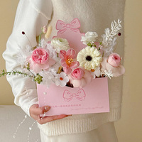 Boîte à fleurs romantique pour la fête des mères, boîte à lettres d'amour, emballage de bouquet, boîte cadeau, boîte à main pour fleurs, parfum