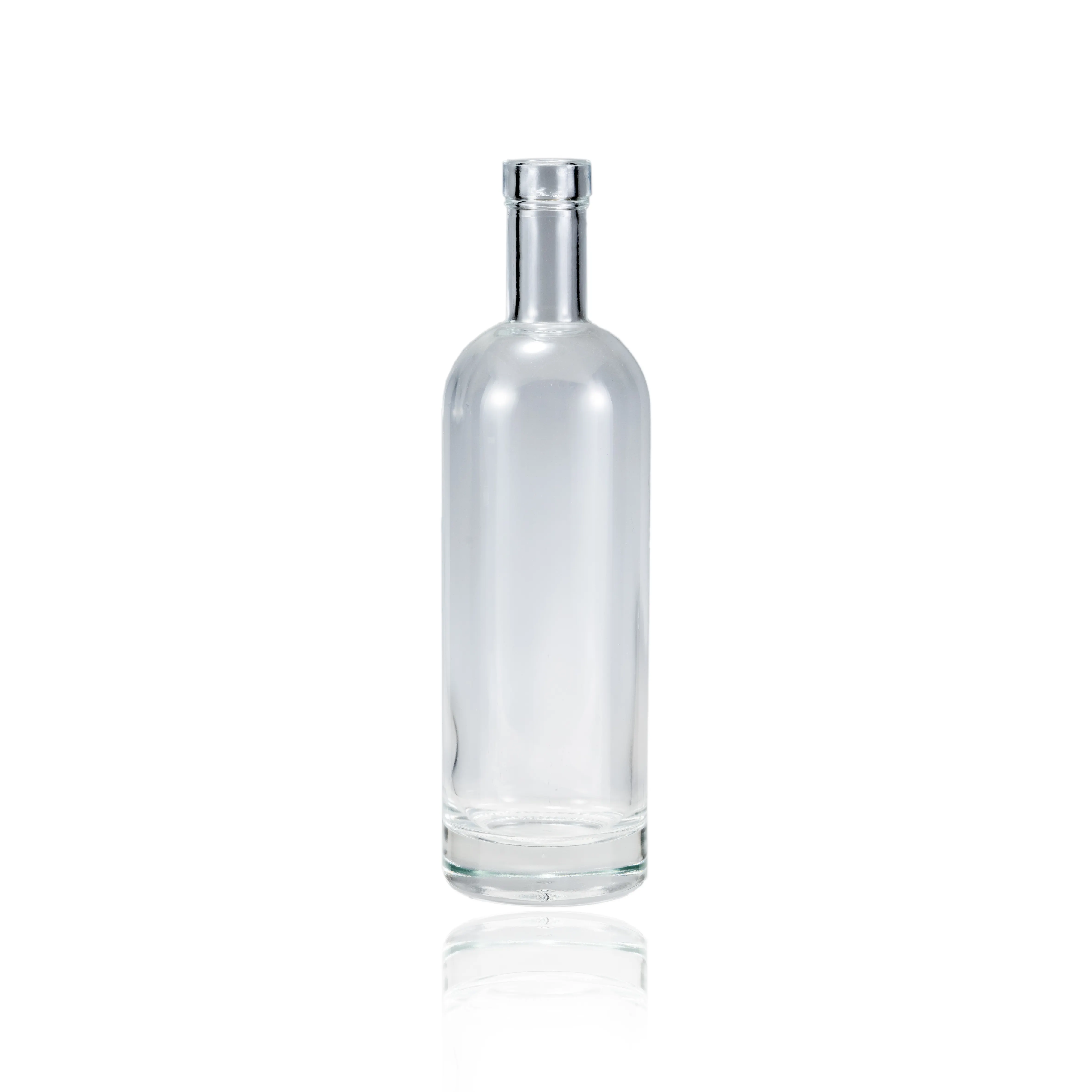 Bulat 500Ml Leher Pendek Transparan Vodka Rum Tequila Liquor Glass Botol Anggur dengan Tutup Gabus