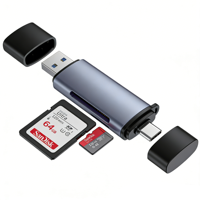 Lecteur de cartes externe pour ordinateur portable JCR001 2-en-1 Type-C/USB avec prise en charge de plusieurs cartes