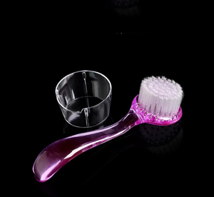 Brosse de nettoyage des ongles à tête ronde et manche long avec couvercle, nettoyeur de surface pour la poussière de vernis à ongles, pour manucure et pédicure - Product Image 1