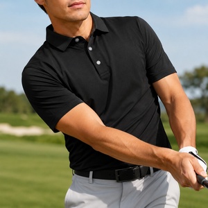 Camiseta de Polo de Golf Negra para Hombre, Manga Corta, Ropa Deportiva de Alto Rendimiento, Secado Rápido, Transpirable, Elástica, Informal, para Exteriores, Disponible en Stock - Product Image 3