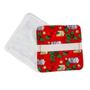 Christmas Design Reusable Bamboo Fiber Face Cleaning Pads Makeup Removal Wipe