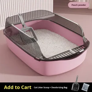 AKBS Bac à litière pour chat semi-fermé en acier inoxydable et plastique avec design épaissi Sac désodorisant écologique - Product Image 4