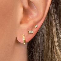 ROXI Deux petites boucles d'oreilles en zircon en argent sterling S925, 16G, à dos plat, pour piercing de cartilage