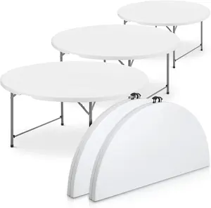 Round White Garden Plastic Outdoor Folding Table Wholesale Price Multi Functional Celebration Party Event Table