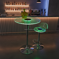 Ensemble de bar lumineux LED en plastique moderne - Combinaison table basse et chaise de bar lumineuses, résistant à l'eau, écologique pour entrepôt