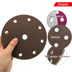 Disque de ponçage en mousse rouge de 6 pouces à 9 trous avec fixation auto-agrippante, abrasif, pour ponçage humide et sec, pour le polissage du métal et du bois - Product Image 2