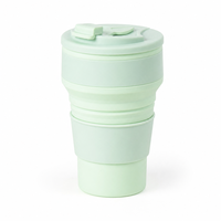 Gobelet de voyage pliable en silicone avec couvercle, options 650 ml, 500 ml et 350 ml, design compact pliable