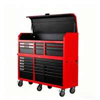 Chariot à outils en acier inoxydable robuste rouge Yunde Système de verrouillage à clé à 18 tiroirs Capacité de charge de 300kg pour atelier/garage