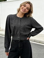 Nouveau Cardigan Femme Col Rond en Maille Unie Boutonné Respirant Doux Confortable Décontracté Quotidien Printemps-Été 2026