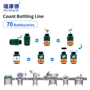 Línea de conteo y embotellado de cápsulas de tableta de píldora automática de alta velocidad electrónica completamente automática con máquina taponadora y etiquetadora