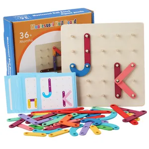 Thư bằng gỗ SORTER Nail Board câu đố hình Học Montessori mầm non học tập Máy tính để bàn tự làm đồ chơi cho trẻ em