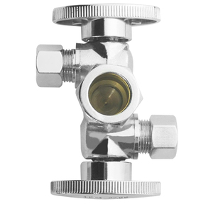 <span class=keywords><strong>Robinet</strong></span> <span class=keywords><strong>d</strong></span>'arrêt <span class=keywords><strong>d</strong></span>'angle à <span class=keywords><strong>double</strong></span> compression sans plomb CUPC NSF-61, chrome, <span class=keywords><strong>robinet</strong></span> à 3 voies, <span class=keywords><strong>robinet</strong></span> <span class=keywords><strong>d</strong></span>'arrêt de toilette avec 2 poignées - Product Image 1