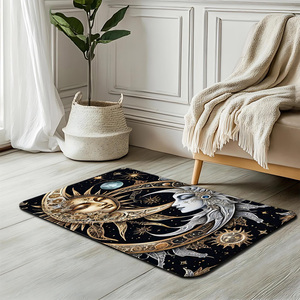 Tapis <span class=keywords><strong>de</strong></span> <span class=keywords><strong>bain</strong></span> Mystic Sun and Moon Face, design céleste or et argent, ultra absorbant, antidérapant, pour la décoration du sol <span class=keywords><strong>de</strong></span> la salle <span class=keywords><strong>de</strong></span> <span class=keywords><strong>bain</strong></span> - Product Image 2