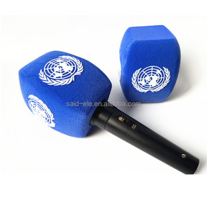 Microphone de reportage de qualité supérieure pour chaînes de télévision, pare-brise en mousse pour utilisation en extérieur, couverture en éponge pour microphone de presse, logo imprimé - Product Image 1