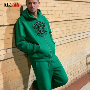 Set di Felpa con Cappuccio e Pantaloni Tuta Oversize Personalizzati con Logo DTG, <span class=keywords><strong>Produttori</strong></span> di Abbigliamento, Felpe in Cotone, <span class=keywords><strong>Abiti</strong></span> Firmati per <span class=keywords><strong>Uomo</strong></span> - Product Image 3