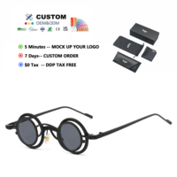 Lunettes de soleil rondes en métal à double couche, petites, creuses, de style rétro, vintage, avant-gardiste, futuriste, avec monture steampunk vintage