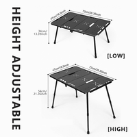 Table de camping pliable en aluminium réglable en hauteur, portable, à quatre plis, détachable, multifonctionnelle, extensible, pour barbecue et pique-nique