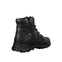 Sepatu Taktis Anti-Slip Karet Tahan Aus dengan Tali dan Ritsleting, Lapisan Jala di Bagian Pergelangan Kaki, Warna Hitam, Semua Musim, Ready Stock