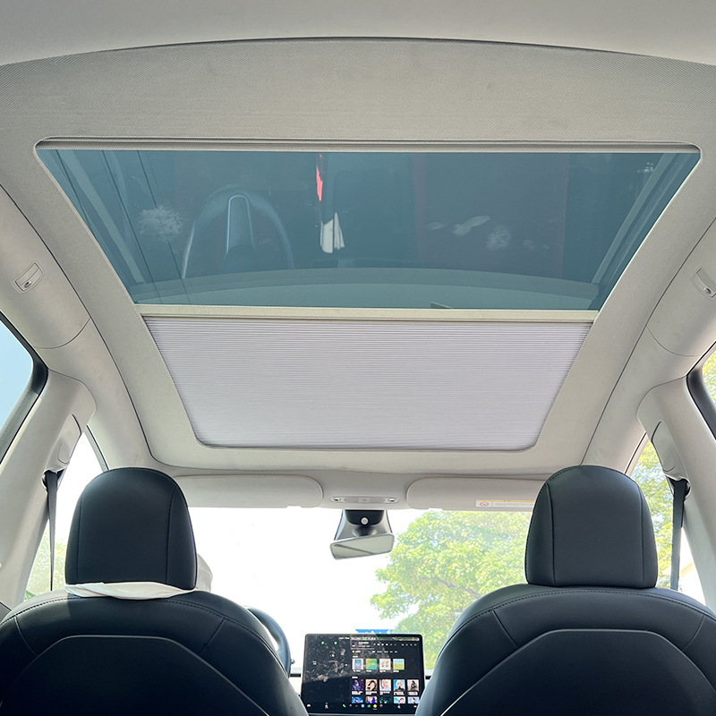 Только для модели Tesla Y, Белый Автомобильный солнцезащитный козырек, автомобильный козырек, растягивающийся солнцезащитный блок, теплоизоляция, нажимной козырек