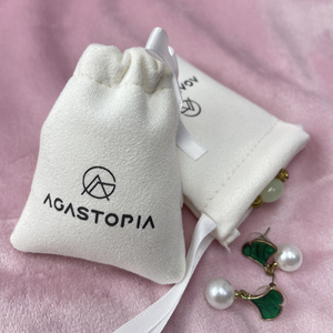 Custom logo Printed White Soft Drawstring Velvet Bag Pouch Necklace Jewelry Bag Tarot Pouch Drawstring Small Velvet Gift Bag - Product Image 2