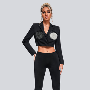 Ocstrade Fashion Runway Rhinestone Women'S <strong>Jackets</strong> Blazer Femme <strong>Black</strong> Long Sleeve Blazer Mujer <strong>Ladies</strong> <strong>Jackets</strong> and Coats Blazer - Product Image 2