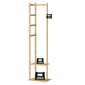Bamboo Wood Coat <b>Rack</b> Floor Standing <b>Clothes</b> Hanger Bedroom Home Use Simple Indoor Clothing Organizer 5KG 10KG 20KG Capacity - Product Image 1