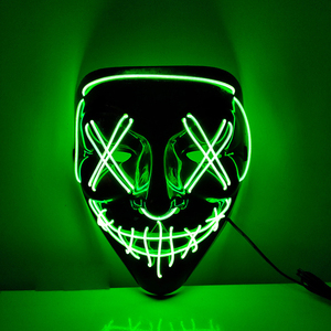 Masque d'Halloween effrayant au design nouveau de Nicro, masque facial en forme de V sanguin, lumineux au néon, qui brille dans le noir, masque de fête à lumière froide LED - Product Image 1
