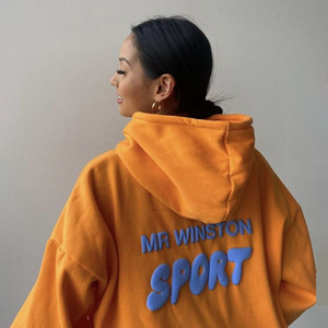 OEM Puff impresión streetwear alta calidad manga larga nueva moda personalizada 3D impresión mujer Sudadera con capucha - Product Image 1