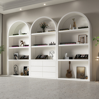Vitrina Moderna y Elegante para Exhibición de Productos de Uñas, Zapatos y Bolsos, para Salones, Dormitorios y Uso en Hoteles, con Panel, Gabinete e Iluminación