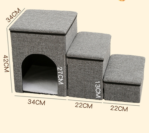 Escalera Plegable <span class=keywords><strong>de</strong></span> 3 Peldaños <span class=keywords><strong>para</strong></span> Mascotas, Fabricada con Tela Ecológica, Antideslizante, <span class=keywords><strong>para</strong></span> Camas Altas, Sofás, Ventanas, Gatos y <span class=keywords><strong>Perros</strong></span> - Product Image 5