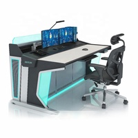 HAO YUAN Conception d'usine Mobilier commercial moderne Poste de travail avec éclairage LED Bureau de commande et de contrôle Centre de contrôle des moniteurs Consoles de table