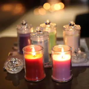 Benutzer definierte Luxus Weihnachten klar Bernstein versiegelt Aroma therapie Glas Kerzen behälter leer Kerzenhalter Glas Glas mit Deckel