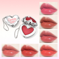 Palette 2-en-1 personnalisée avec logo en forme de cœur pour produits de maquillage : rouge à lèvres hydratant et waterproof, et blush pour lèvres et joues